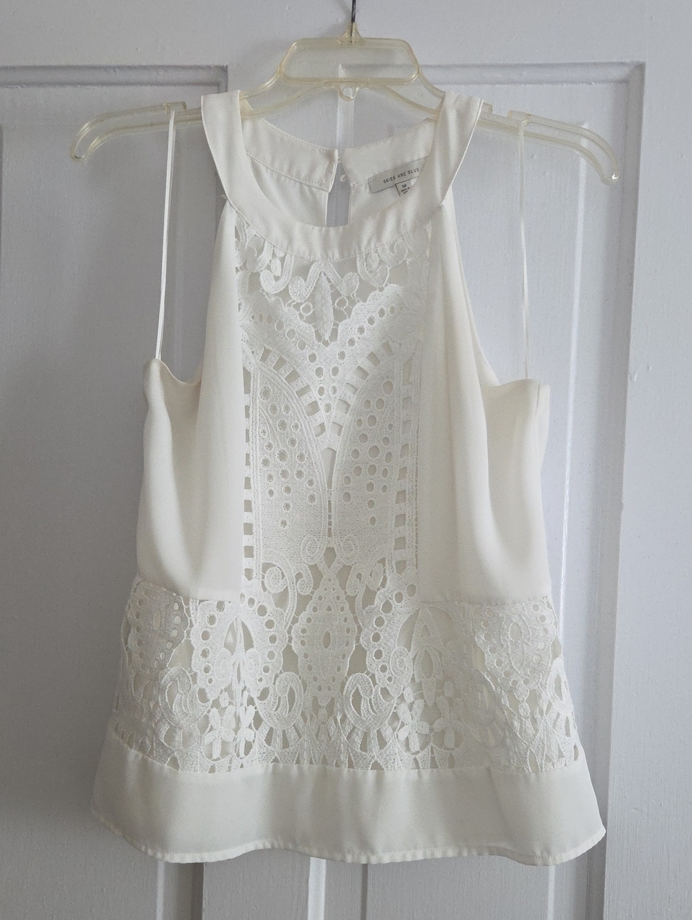 Skies Are Blue White Lace Halter Camisole